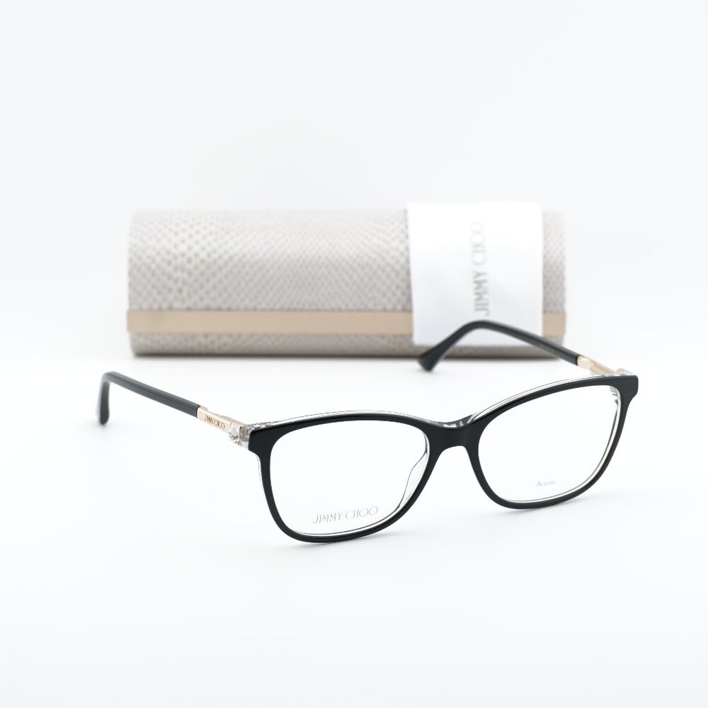 Jimmy Choo JC274 07C5 00 Rectangle 53mm Eyeglasses - Black/Crystal/Gold
